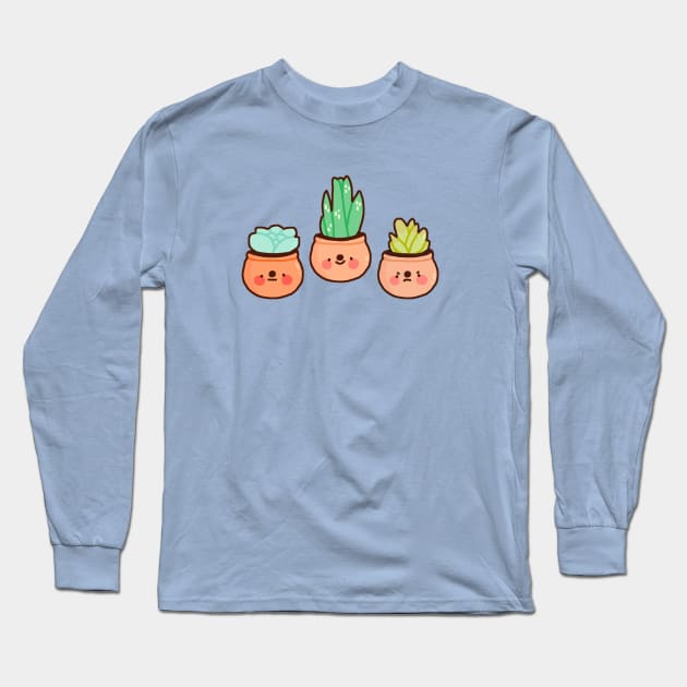 Succulent Trio Long Sleeve T-Shirt by maiadrawss